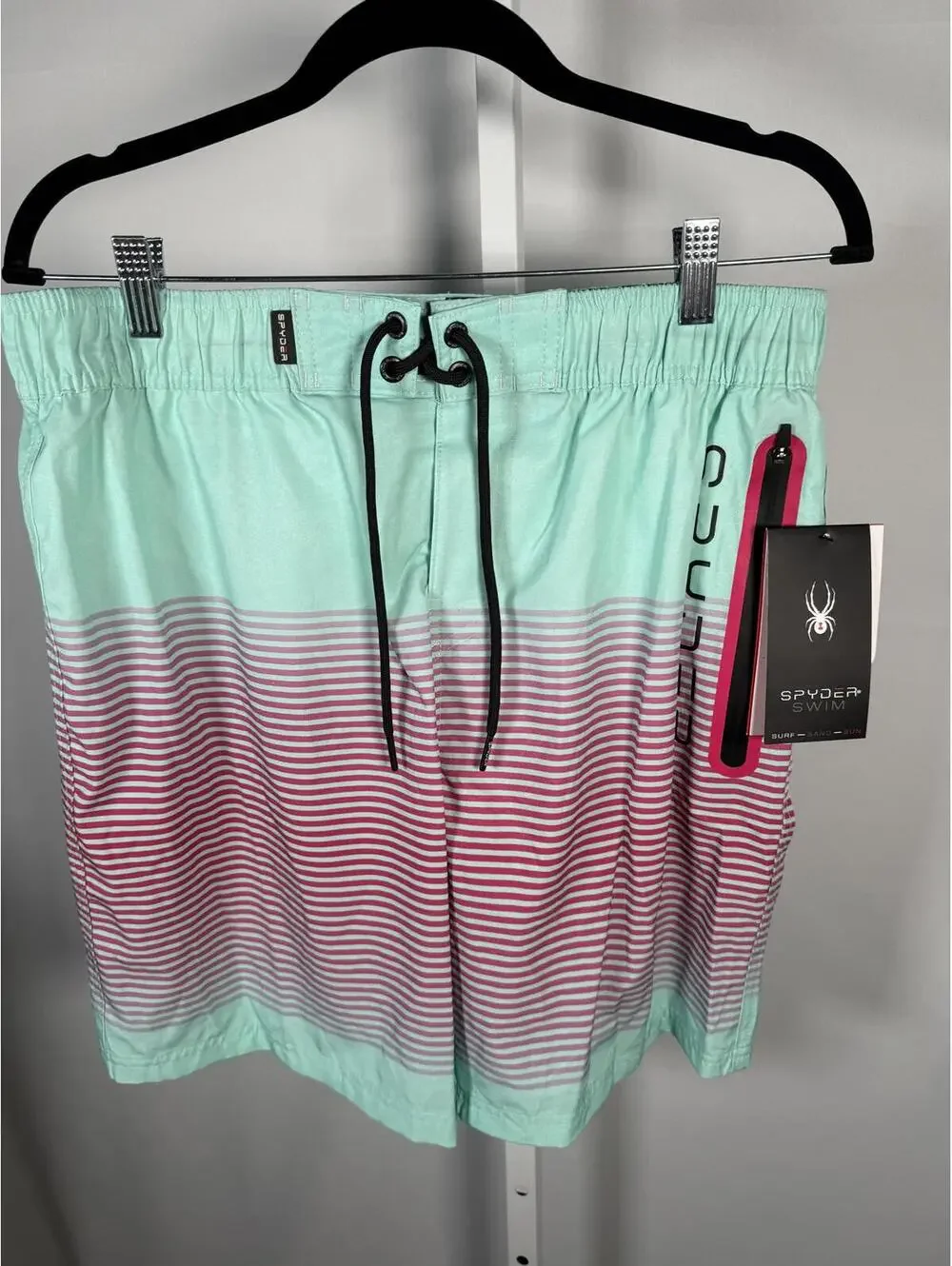 Spyder Men's Mint Green and Pink Gradient Swim Shorts